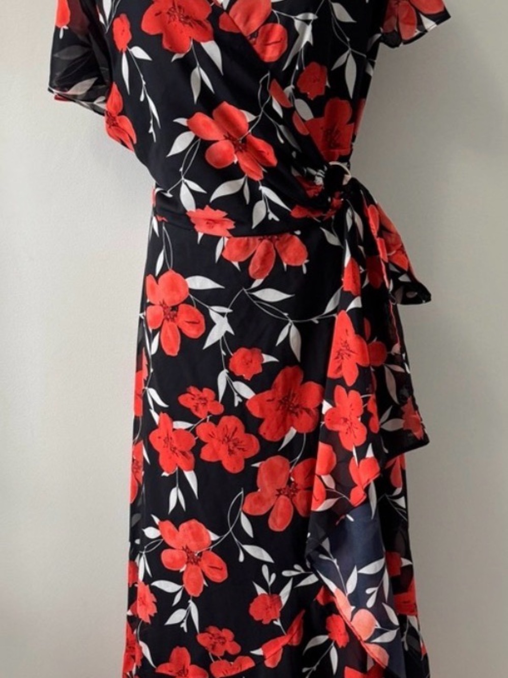 Joseph Robkoff flutter sleeve wrap dress - size 16 - Picture 3 of 8